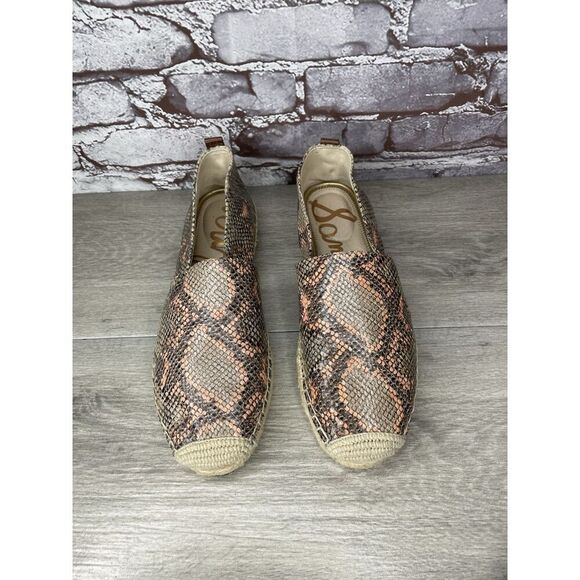 Sam Edelman Chloe Pink Beige Snake Skin Embossed Espadrilles Women’s 10M US/40EU - Picture 2 of 16